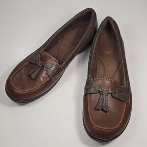 Clarks Collection Ashland Lane Brown Leather Tassel Loafers Shoes Size 11M